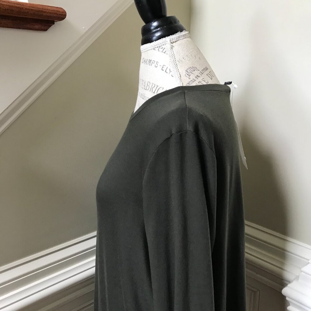 NWT Eileen Fisher Tencel Stretch Terry Dress Womens Large P Petite LP Green NEW - Picture 9 of 11